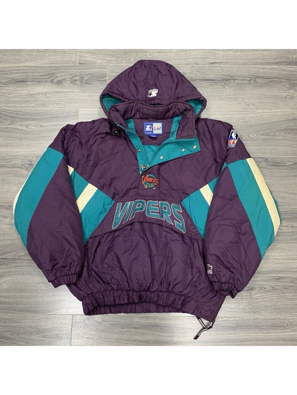 Vintage 90S Starter Detroit Vipers Jacket XXL Quarter Zip Rare Men’s Purple